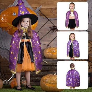 AYBUY Dětský halloweenský kostým, dětský kostým čaroděje, čarodějnický plášť s kloboukem, dětský
