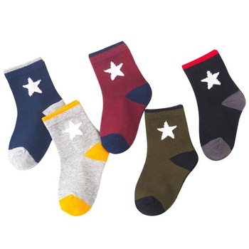 Dětské ponožky MSHEN 5 párů chlapeckých ponožek 0-8 let obyčejné ponožky s hvězdným vzorem BKS03-XS