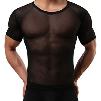Panegy Pánské sexy průhledné tričko Hladká gáza Slim Fit Topy Spodní prádlo Výrobce Velikost L/EU M