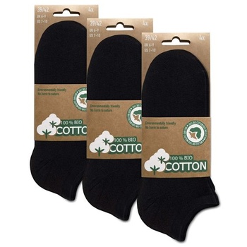 Pánské a dámské BIO bavlněné teniskové ponožky s krátkým držadlem (balení 12 ks) Černá 39-42