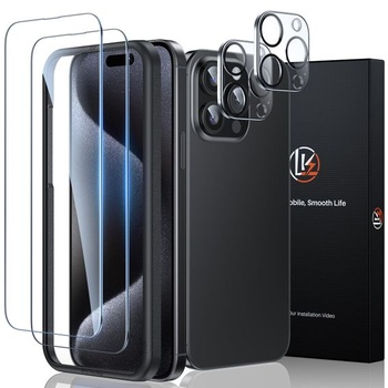 Ochranné pancéřové sklo LK pro iPhone 15 Pro (6.1), 2 kusy tvrzené fólie a 2 kusy ochranného skla
