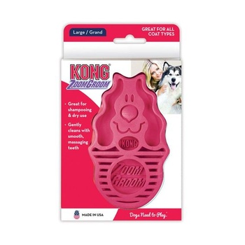 KONG – ZoomGroom – Kefka na starostlivosť o psy a šampóny – Pre veľké psy (červená)