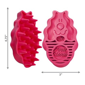 KONG – ZoomGroom – Kefka na starostlivosť o psy a šampóny – Pre veľké psy (červená)