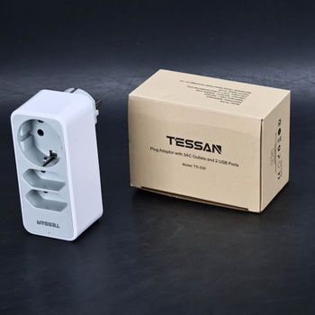 Dvojitá zásuvka, vícenásobná zásuvka TESSAN 5v1, 3cestný zásuvkový adaptér se 2 zásuvkami USB,
