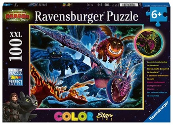 Dětské puzzle Ravensburger - 13710 Luminous Dragons - Draci svítící puzzle pro děti od 6 let, se