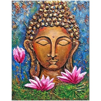 Kulatý 5D DIY diamantový obraz Buddhy velký 40 x 50 cm…