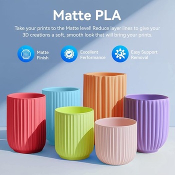 JAYO Matný PLA filament 1,75 mm, 3D tiskový filament PLA matný 1,1 kg, úhledně navinutý filament,