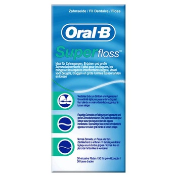 Zubní nit Oral-B Superfloss 50 předřezaných pramenů, balení 12 ks