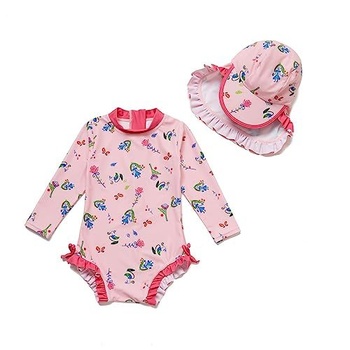 Soui Baby Girls Jednodílné oblečení s dlouhým rukávem UV ochrana 50+ plavky s jedním (Flower Fairy,
