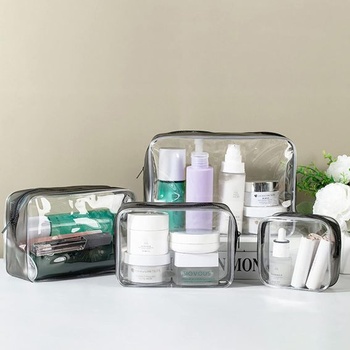 KEYRI 4 kusy toaletné tašky, priehľadná vodotesná kozmetická taška, puzdro na lietadlo, make-up