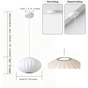 Tienidlo z hodvábnej imitácie, lampáš, biele bublinové stropné svietidlo, závesná lampa v japonskom