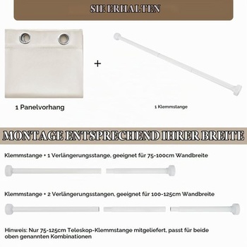 MRTREES Světle béžová dveřní závěs s tyčí, 1 kus, bez vrtání, V 195 x Š 140 cm (1 balení) Světle