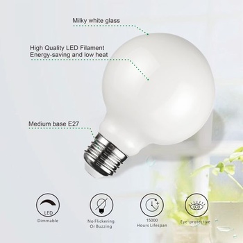 SD LUX G80 LED Globus Edison žiarovka 8W 1000lm Equi100W E27 2200K 3 ks G80-biela 3 ks
