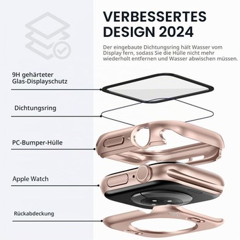 Vodeodolné púzdro 2 v 1 pre Apple Watch Series 11/10 46 mm, originálne ružovo-zlaté, 46 mm, 11/10