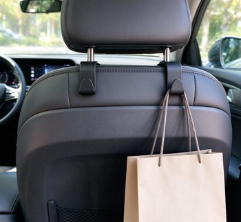 Háčiky na opierky hlavy do auta, sada 4 háčikov na autosedačky, čierna