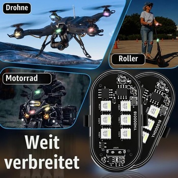 Bezdrôtové LED svetlá Mineup 6 kusov, 8farebné stroboskopické svetlo pre dron, svietidlo s diaľkovým