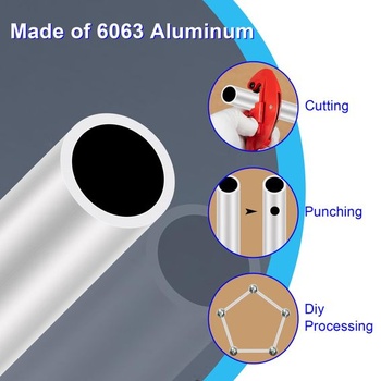 6063 Hliníková kulatá trubka 9 mm x 6 mm, tloušťka stěny 1,5 mm, délka 300 mm, LAVMHAB Kulaté