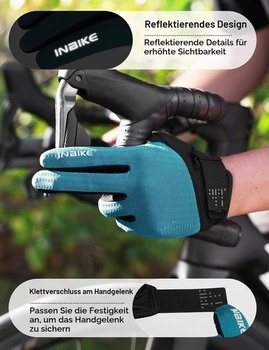 Pánske cyklistické rukavice INBIKE, dotykové na 2 prsty, nárazuvzdorné, elastické, reflexné,