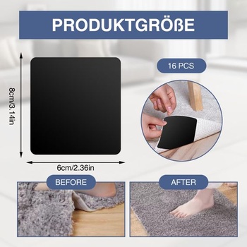 20dielna sada protišmykových podložiek na koberce, obojstranná štvorcová protišmyková podložka na