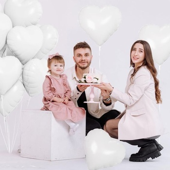 Biele balóniky v tvare srdca, 18palcové biele fóliové balóniky v tvare srdca, svadobné balóniky vo