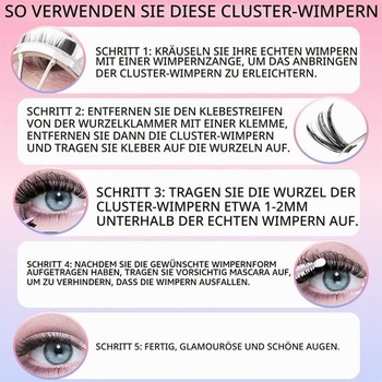 Wimpern Cluster 640 ks, sada prodlužování řas 60D+80D+100D+120D 60-80-100-120D