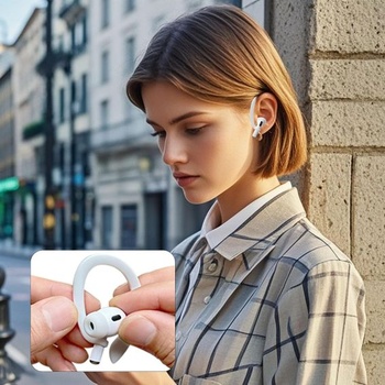 1 pár ušních háčků s ochranou proti ztrátě pro Bluetooth sluchátka, vhodné pro AirPods, Apple