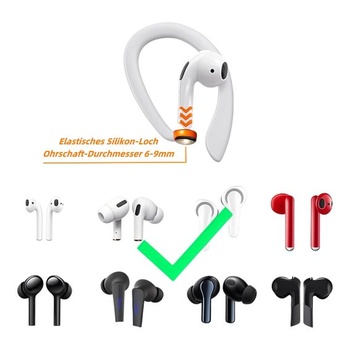 1 pár ušních háčků s ochranou proti ztrátě pro Bluetooth sluchátka, vhodné pro AirPods, Apple