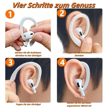 1 pár ušních háčků s ochranou proti ztrátě pro Bluetooth sluchátka, vhodné pro AirPods, Apple