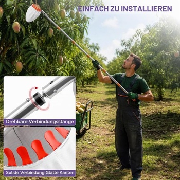 Zberač ovocia s teleskopickou rukoväťou 2,0 m, priemer 16 cm