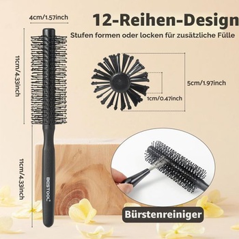 BESTOOL malá guľatá kefa na krátke vlasy, guľatá kefa Quiff Roller na fénovanie, ideálna pre