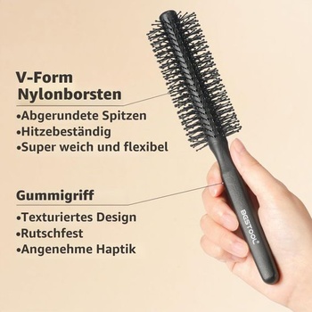 BESTOOL malá guľatá kefa na krátke vlasy, guľatá kefa Quiff Roller na fénovanie, ideálna pre