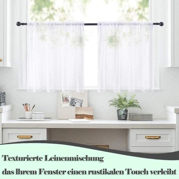 Krátke kaviarenské závesy s imitáciou ľanu, biele, šírka 63,5 x 93,5 cm, bistro záves, biely polpanelová