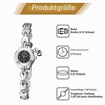 OIDEA Dámske náramkové hodinky Slim Heart: Malé dámske hodinky Zlaté a strieborné Elegantný tenký