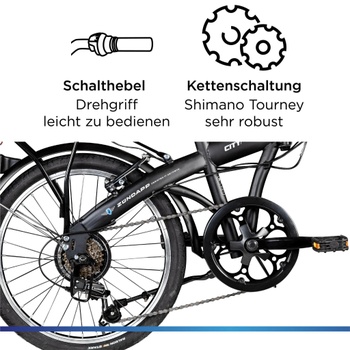 Skladací bicykel ZF20 Speed, 20 palcov, nosnosť 120 kg, čierne - A