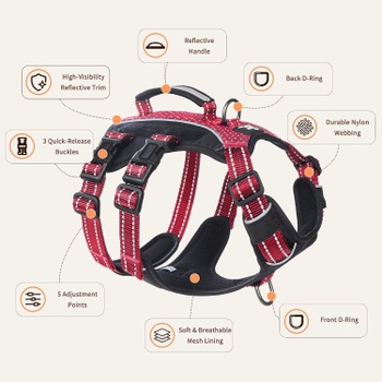 Postroj pre psov Huntboo HD013-Red-S - Vel. S