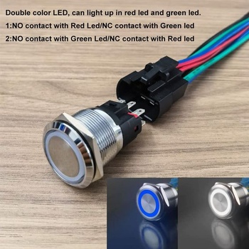 GUUZI 220V-230V/10A tlačítko s okamžitým rozepnutím NO/NC, vodotěsné, modrobílé, LED světlo,
