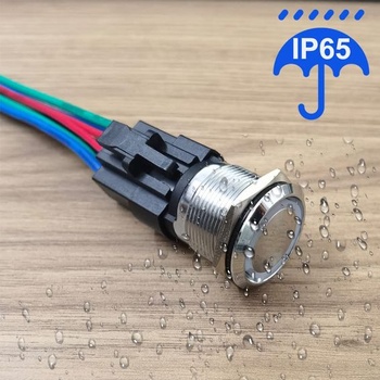 GUUZI 220V-230V/10A tlačítko s okamžitým rozepnutím NO/NC, vodotěsné, modrobílé, LED světlo,