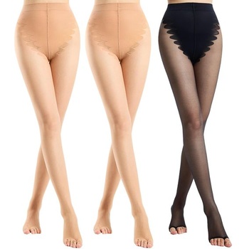 Dámske pančuchy bez prstov, veľkosti L-XL, čierne + telové