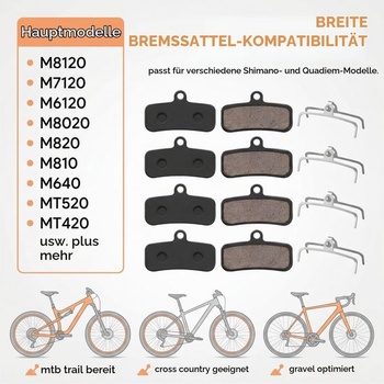 4 páry brzdových doštičiek pre kotúčové brzdy bicyklov