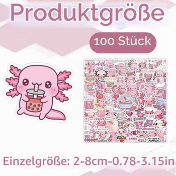 100 roztomilých samolepiek s axollotlom, roztomilé graffiti samolepky, detské samolepky, vodeodolné