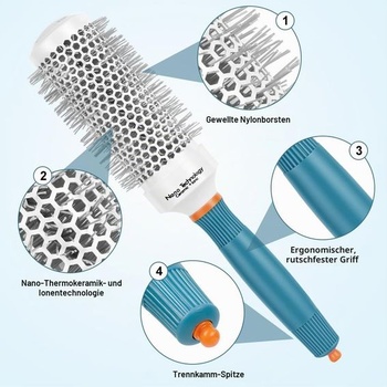 Guľatá kefa HOTUT na fénovanie 43 mm Essential Blowout s 2 sponami modrý