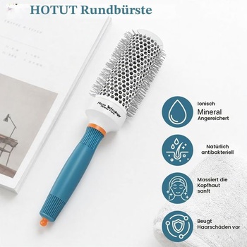 Guľatá kefa HOTUT na fénovanie 43 mm Essential Blowout s 2 sponami modrý