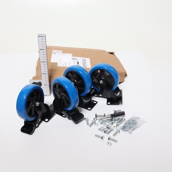 Odolné ploché kolieska 125 mm so 4 dvojitými brzdami, nosnosť 1000 kg, otočné kolieska o 360°, gumové