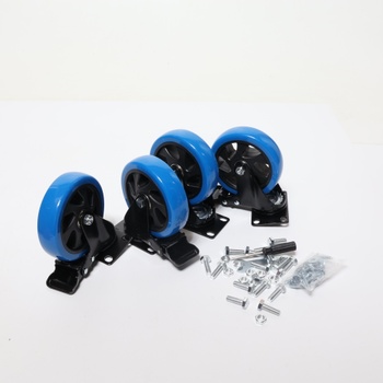 Odolné ploché kolieska 125 mm so 4 dvojitými brzdami, nosnosť 1000 kg, otočné kolieska o 360°, gumové
