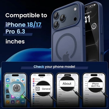 Pouzdro CACOE pro iPhone 18 Pro/17 Pro s vojenskou ochranou pro MagSafe, tmavě modré #14 iPhone 18