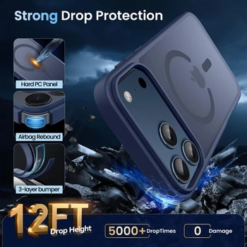 Pouzdro CACOE pro iPhone 18 Pro/17 Pro s vojenskou ochranou pro MagSafe, tmavě modré #14 iPhone 18