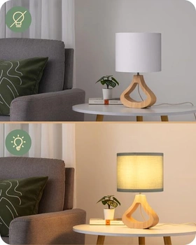 LED noční lampička EDISHINE, dřevěná základna ve tvaru lahve, šedozelená