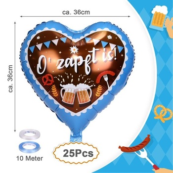 Dekoračné balóniky Oktoberfest, súprava 25 ks balónikov O' Zapft is! fóliových balónikov