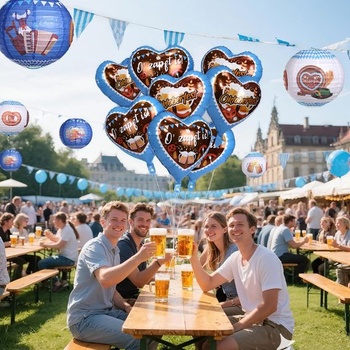 Dekoračné balóniky Oktoberfest, súprava 25 ks balónikov O' Zapft is! fóliových balónikov