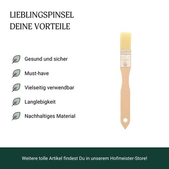 HOFMEISTER® Plochý dřevěný štětec na pečivo 20 cm – Domácí štětec z bukového dřeva s přírodními